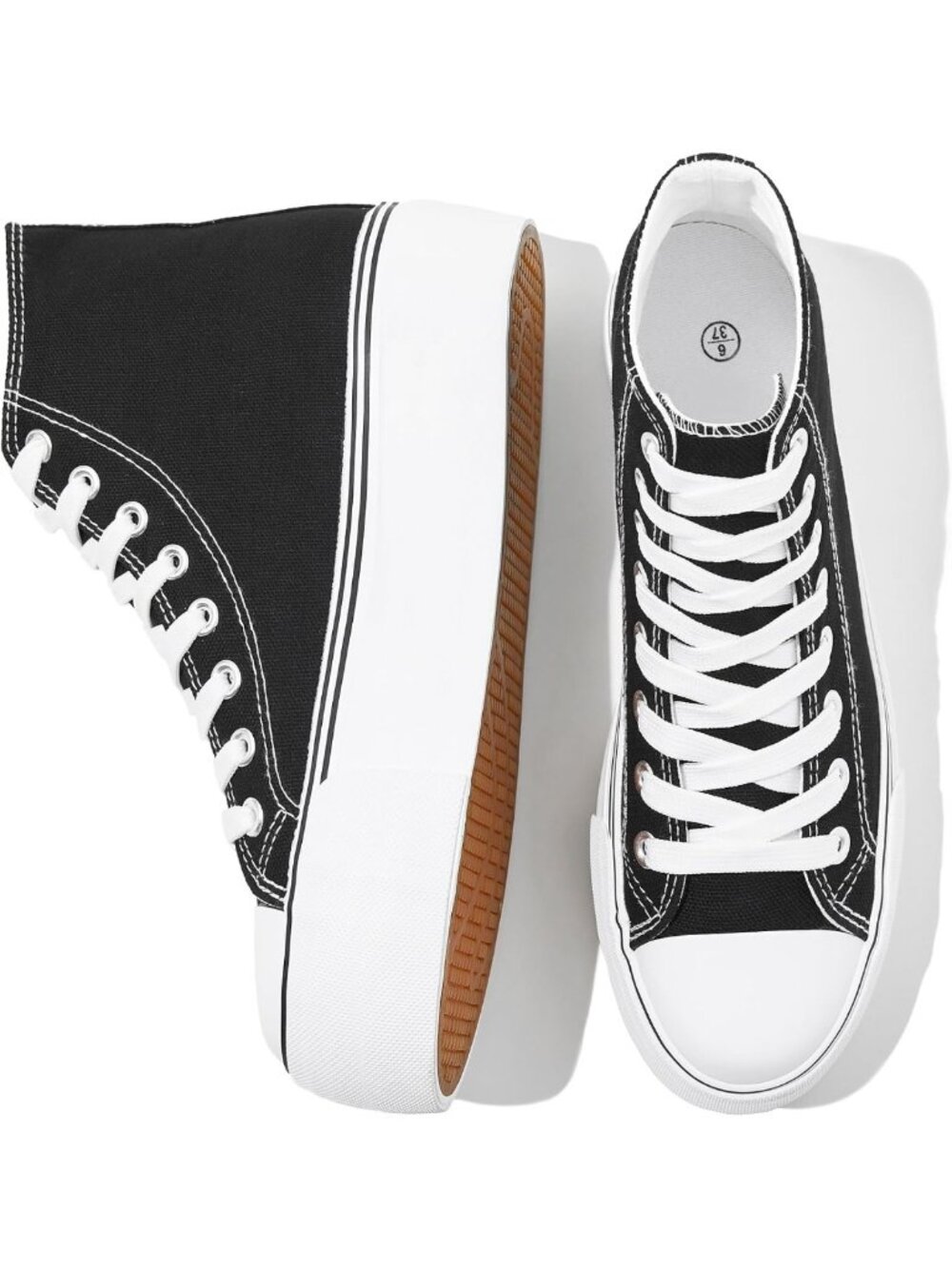 Stylish White High Top Platform Sneakers for Women - Trendy Canvas Shoes